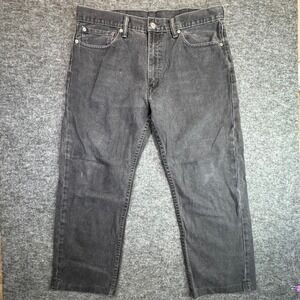 Levis 505 Regular Fit Jeans Mens 38x29 Straight Leg Black Distressed Fit 36x26